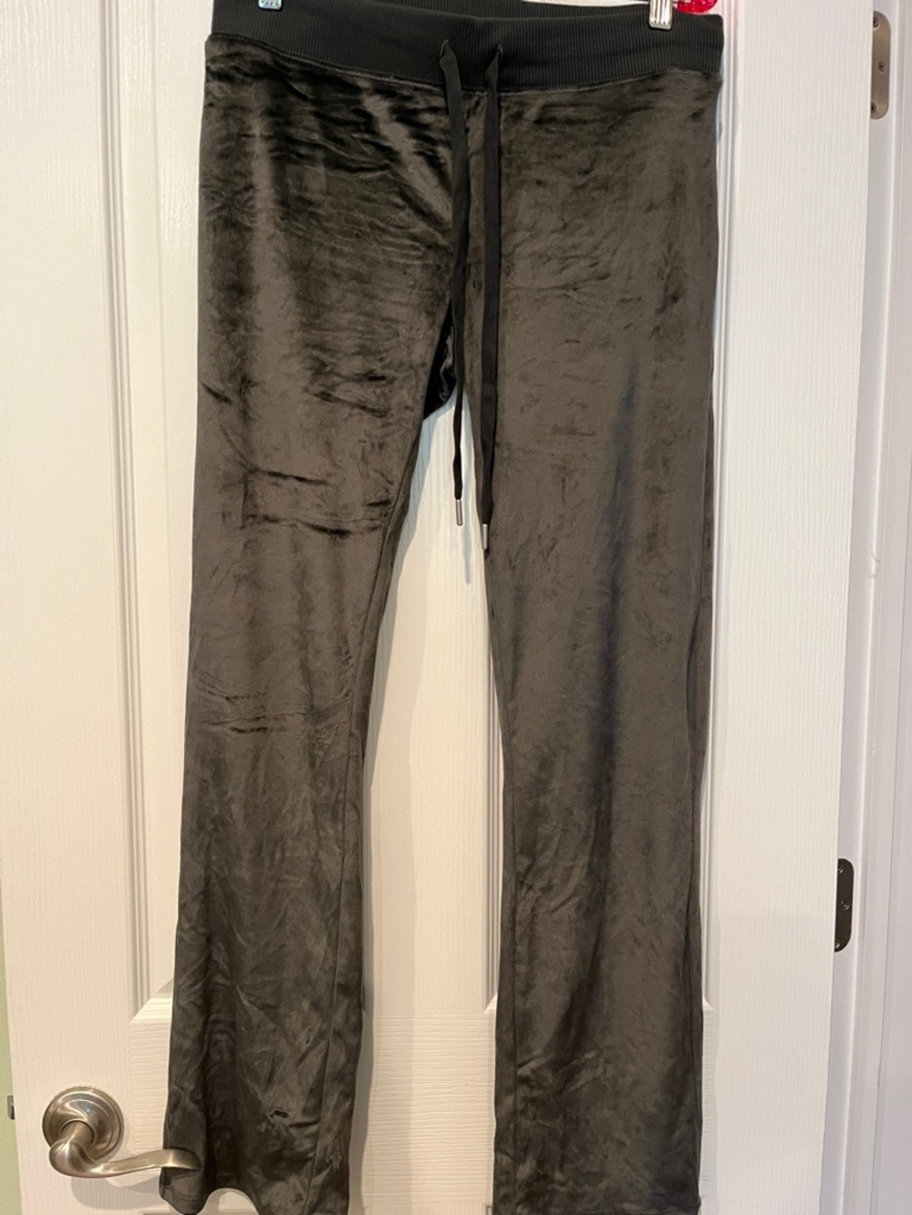 Aerie Black Velvet Lounge Pants with Drawstring Waist